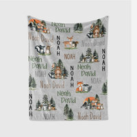 Personalized Forest Animals Baby Blanket