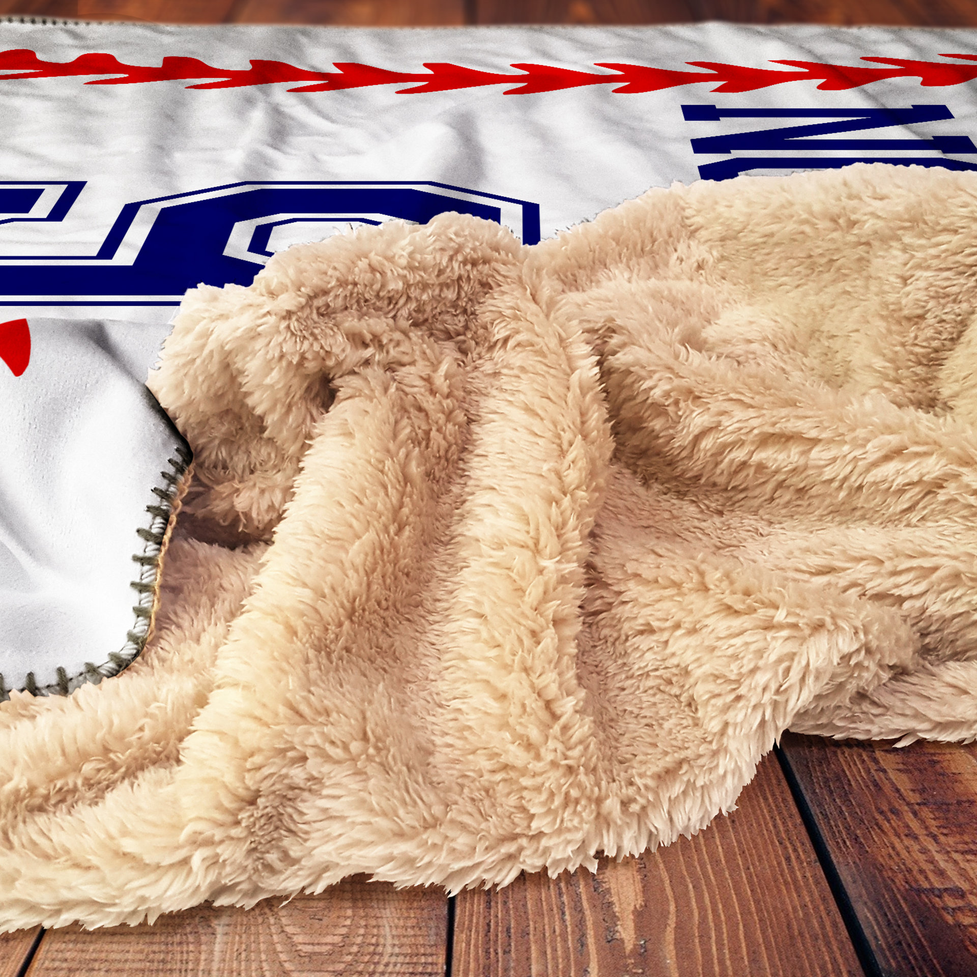 Personalized Baseball Hooded Sherpa Blanket