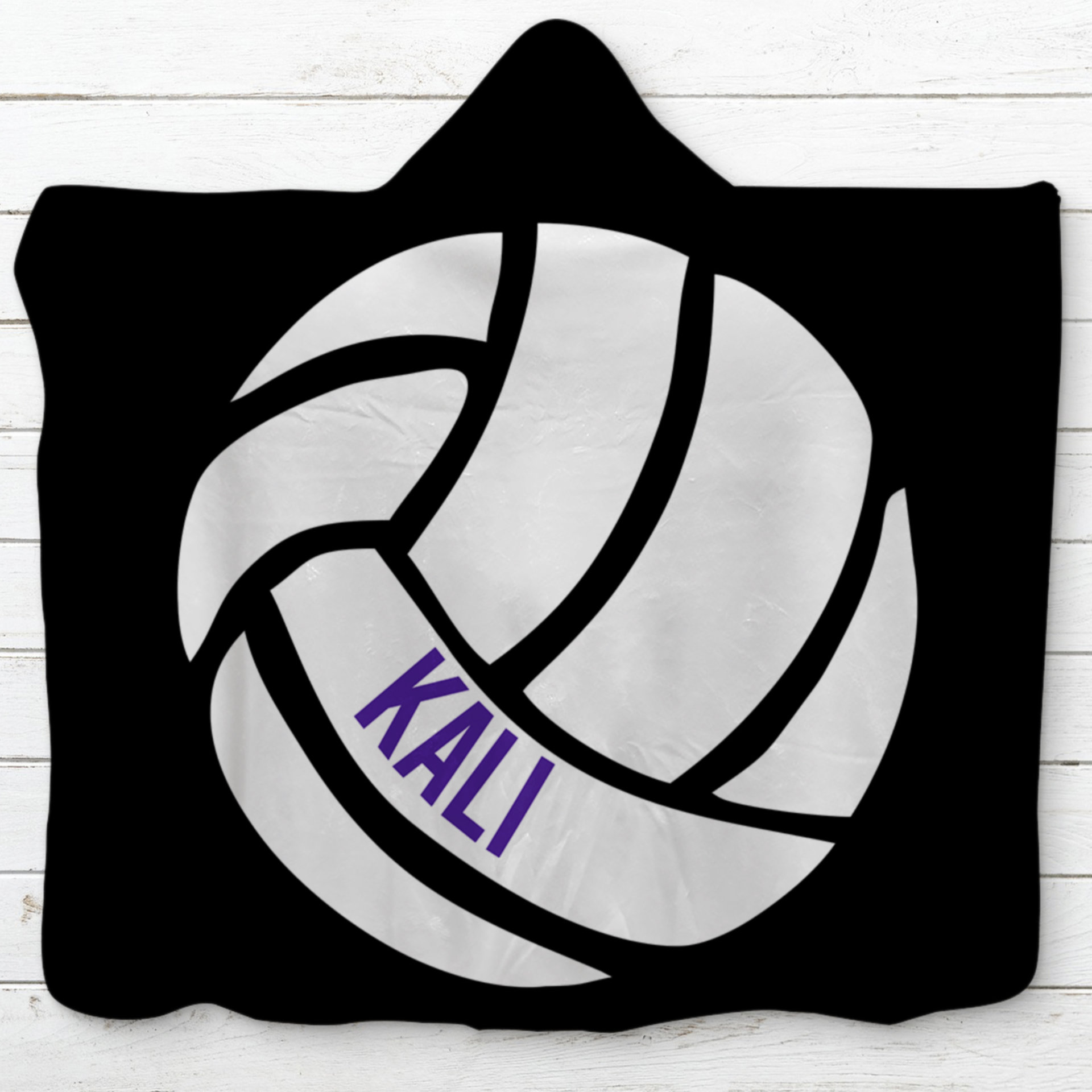 Personalized Volleyball Hooded Sherpa Blanket