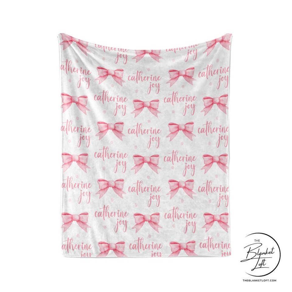Personalized Coquette Bows Baby Blanket 