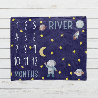 Personalized Outer Space Milestone Blanket