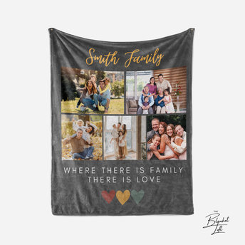 Custom Family Photo Collage Blanket with Personalized Quote
