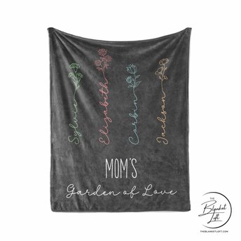 Moms Garden of Love Personalized Blanket