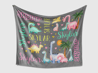 Girls' Personalized Dinosaur Blanket