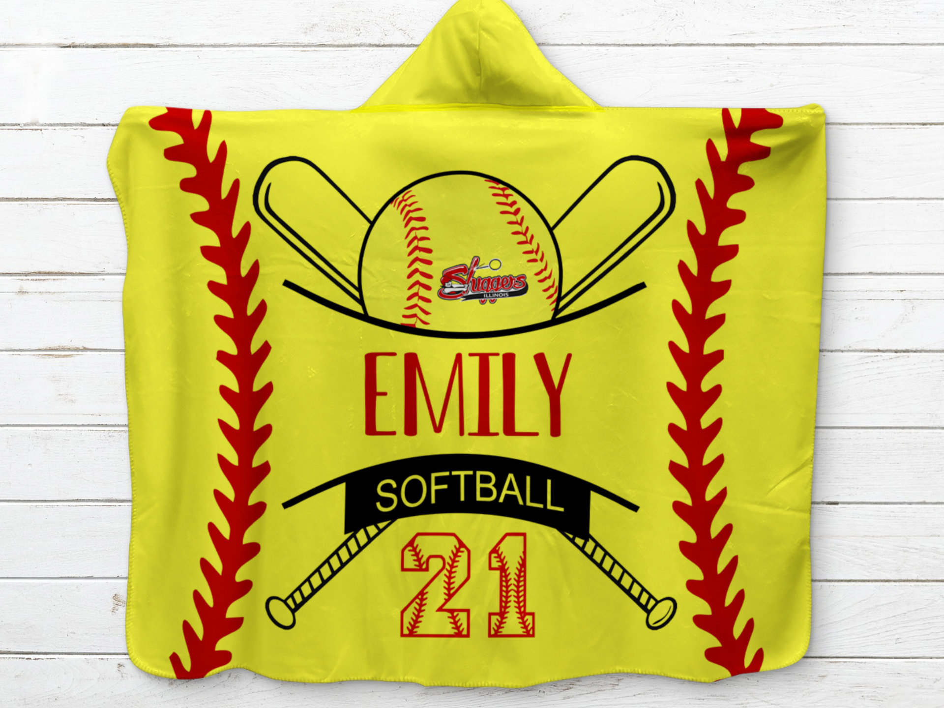Personalized Hooded Sherpa Softball Blanket with Logo