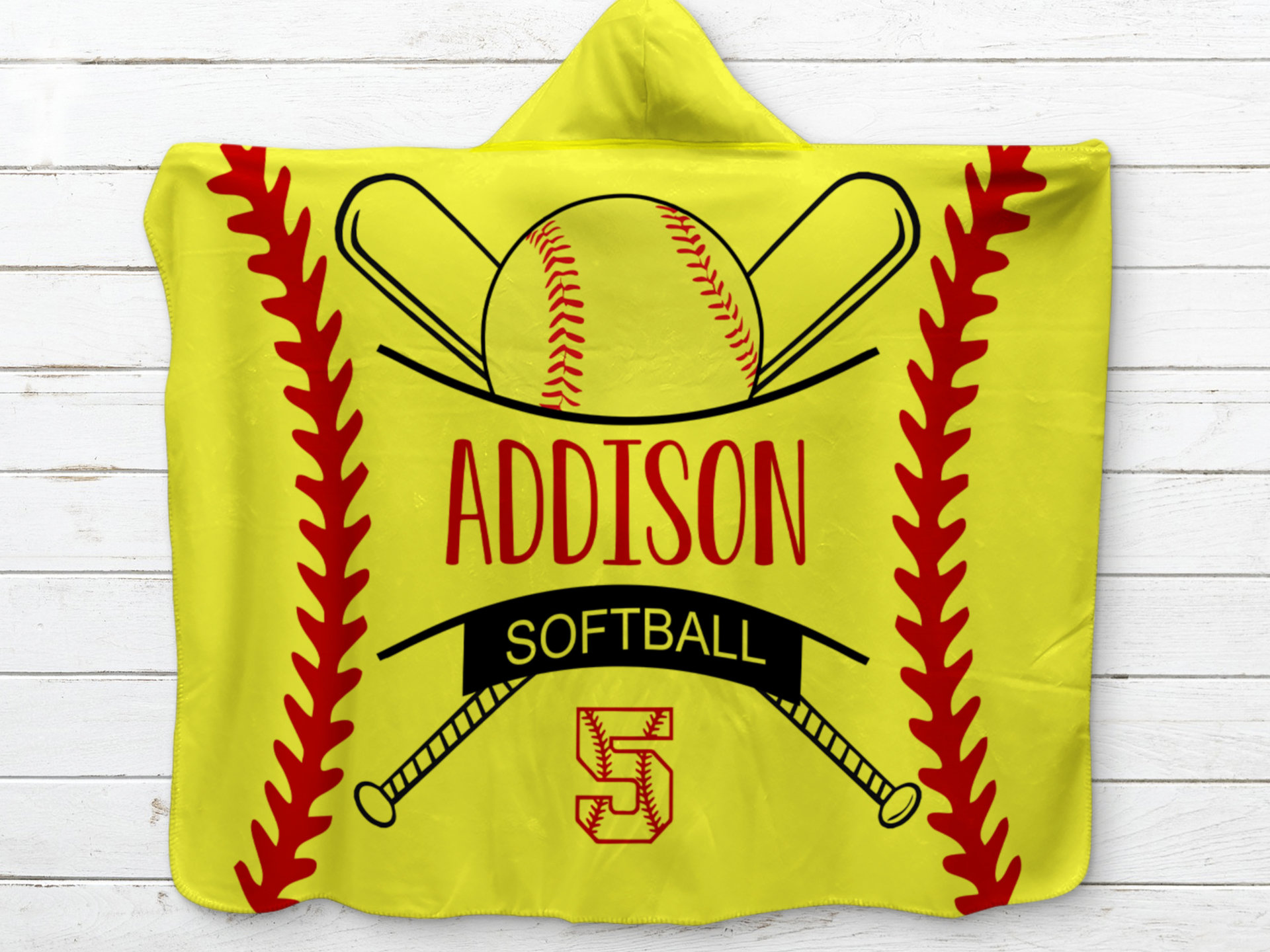Personalized Hooded Sherpa Softball Blanket