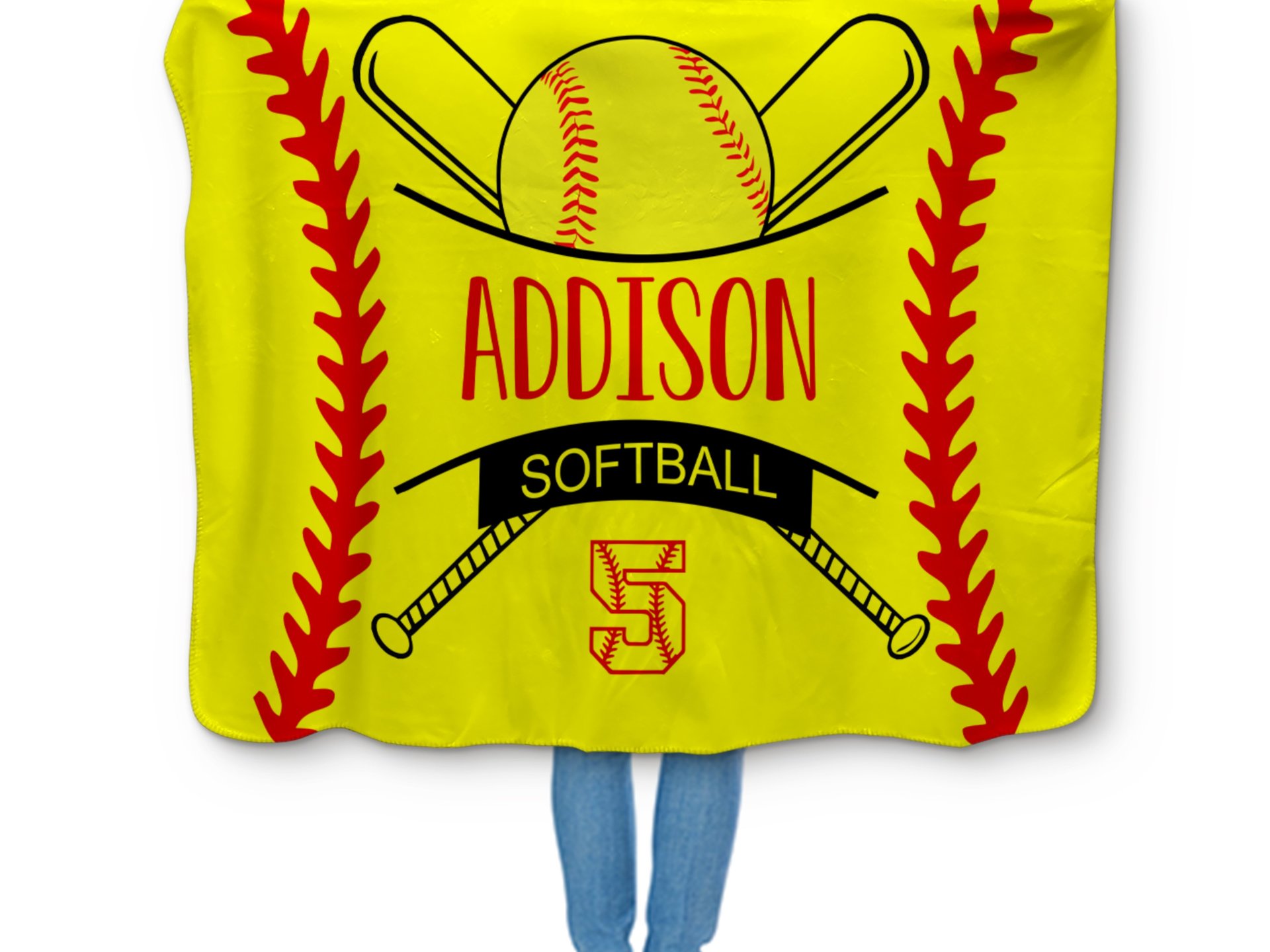 Personalized Hooded Sherpa Softball Blanket