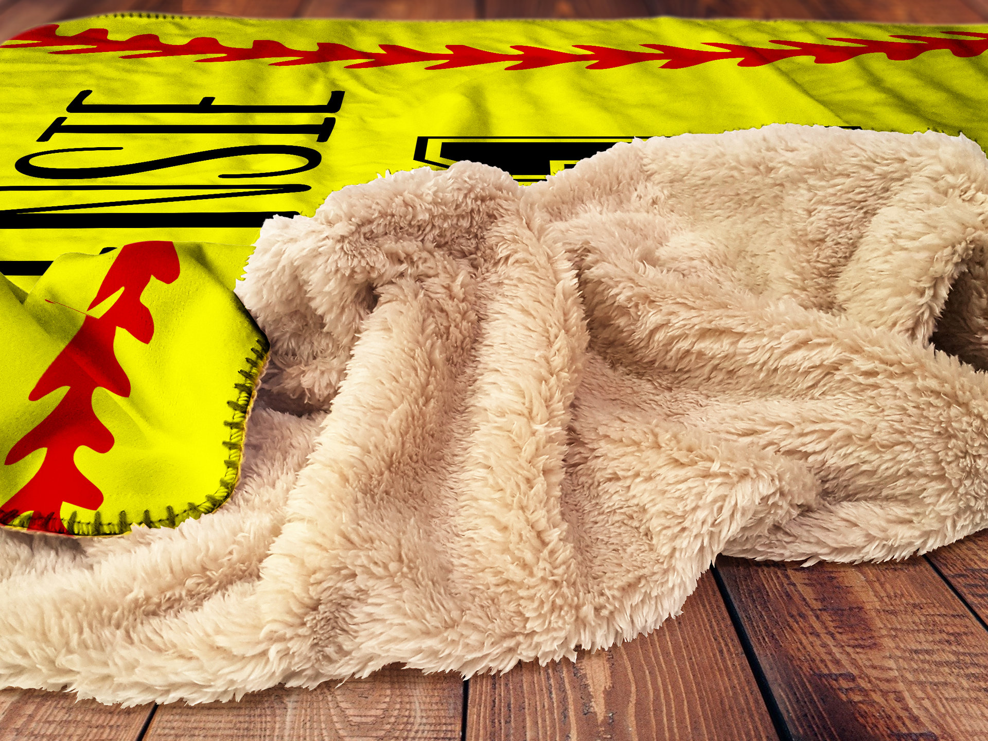 Personalized Hooded Sherpa Softball Blanket