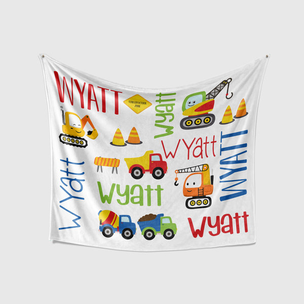 Personalized Construction Trucks Blanket