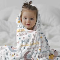Personalized Boho Moon and Stars Blanket
