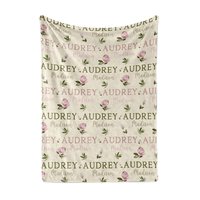 Personalized Pink Floral Baby Name Blanket 