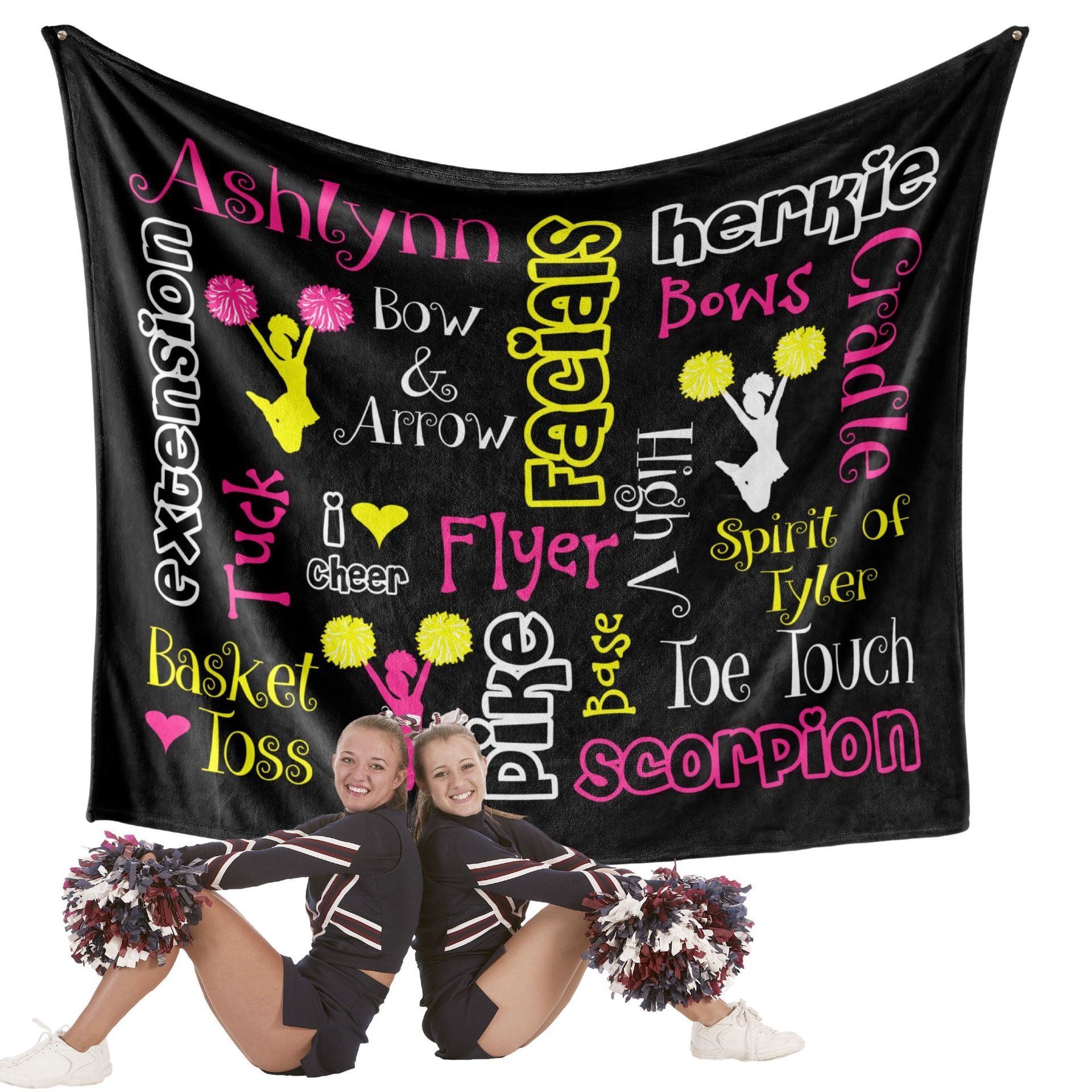 Personalized Cheer Blanket with Cheer Words