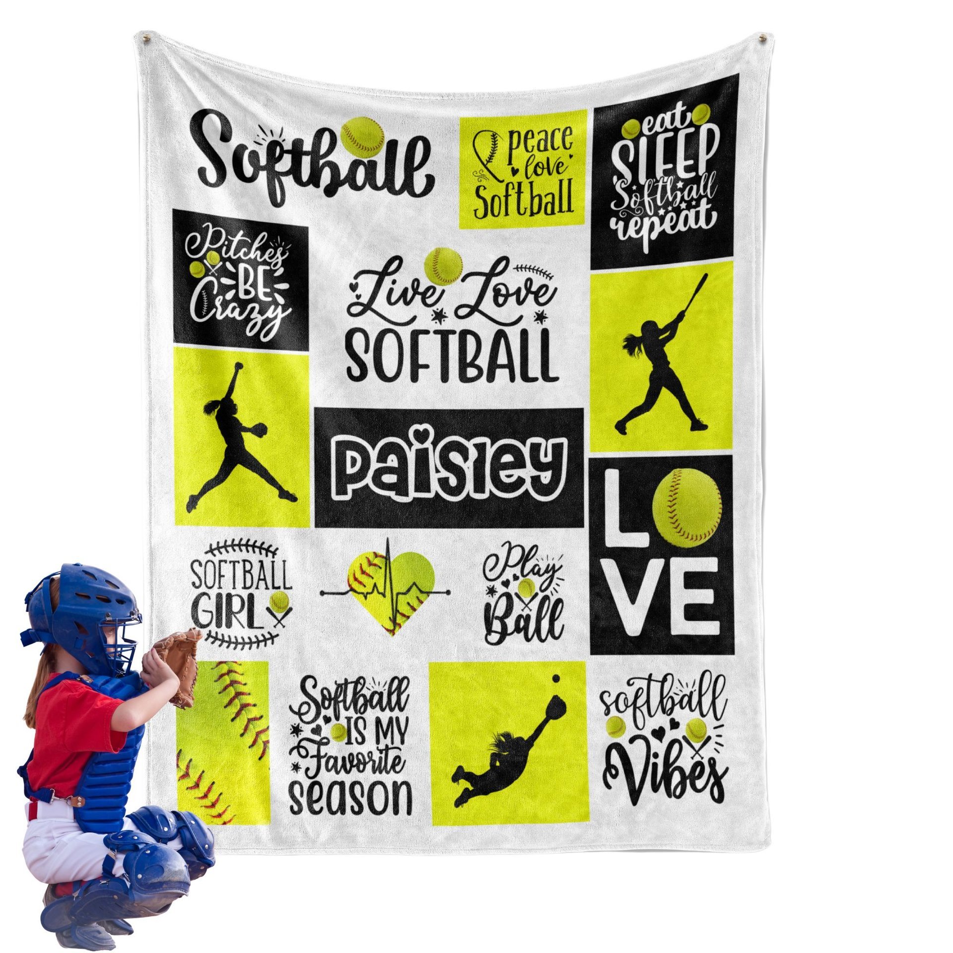 Softball Quotes Personalized Blanket