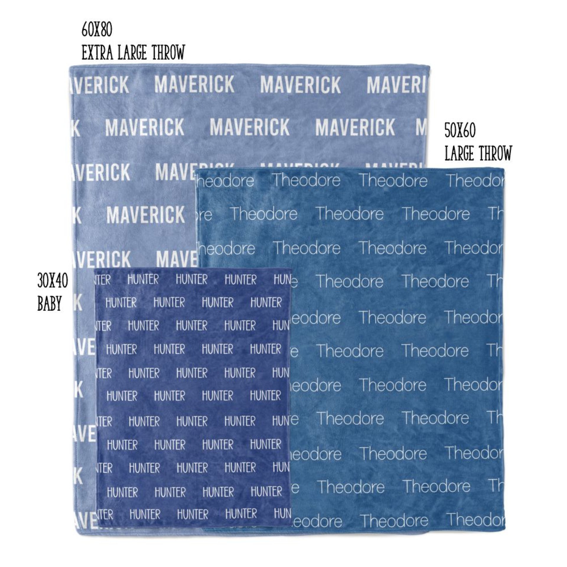 Tranquil Blue Personalized Name Blanket