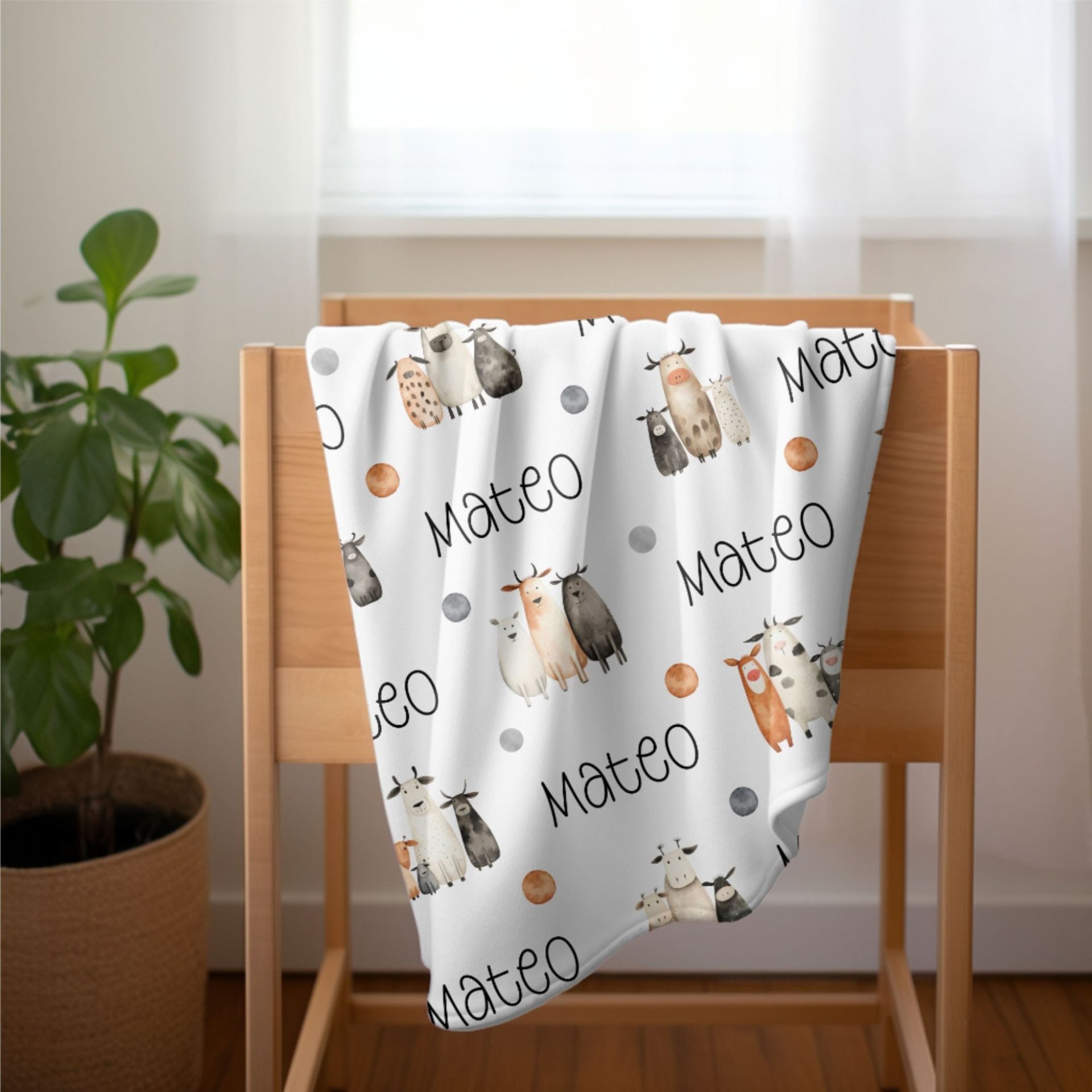 Personalized Boho Cow Blanket