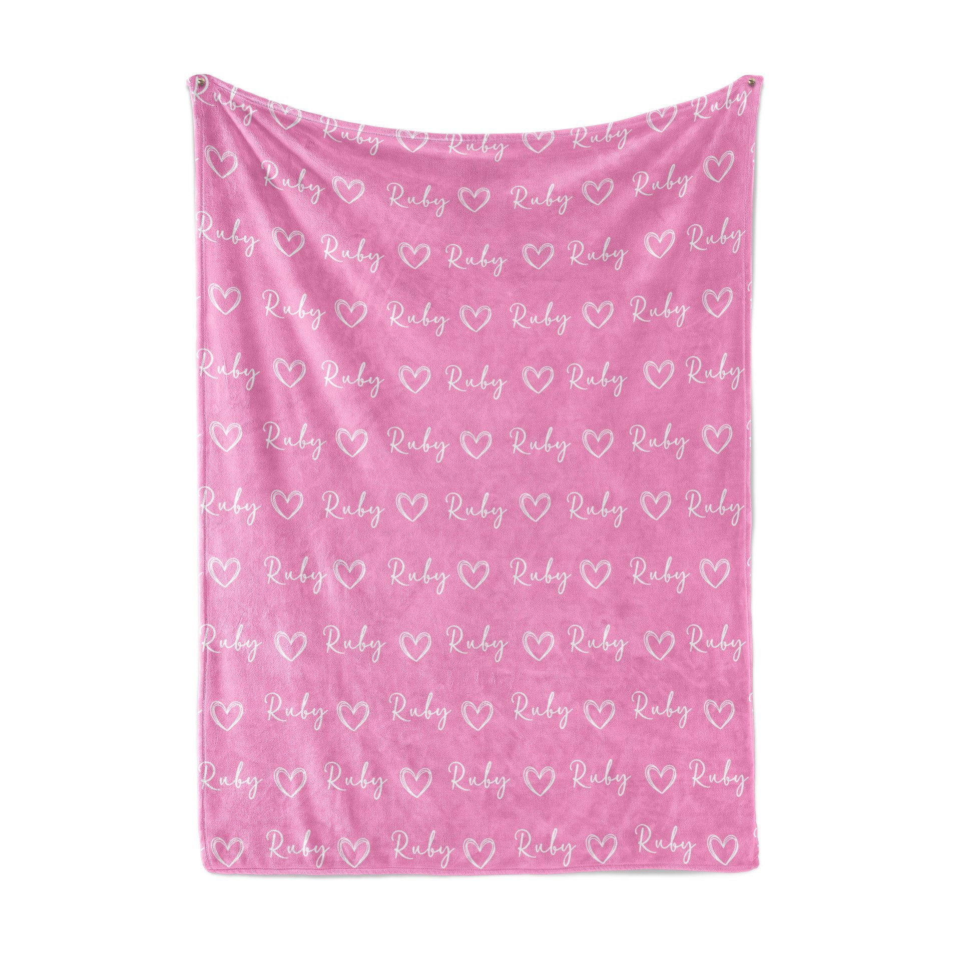 Personalized Name Blanket with Hearts 