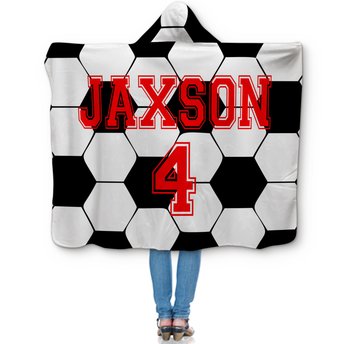 Personalized Hooded Sherpa Soccer Blanket