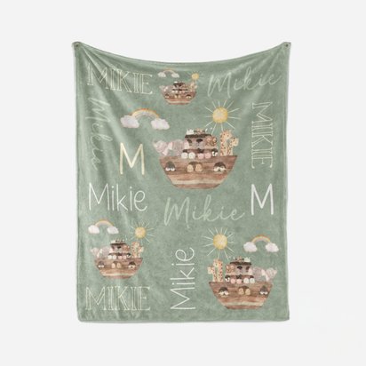 Personalized Noah's Ark Baby Blanket 