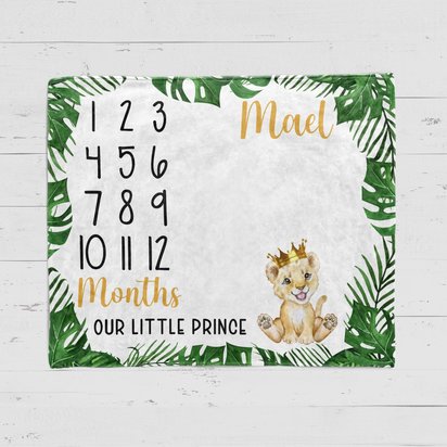 Personalized Baby Lion Cub Our Little Prince Milestone Blanket