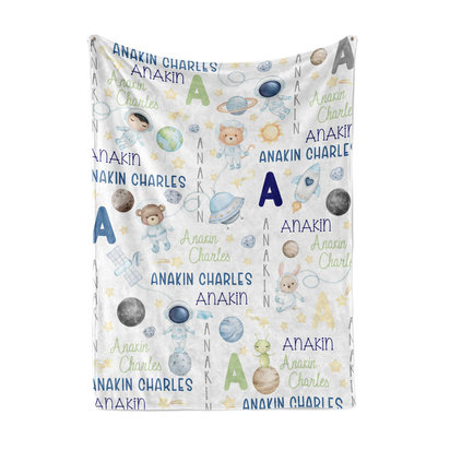 Personalized Pastel Outer Space Blanket