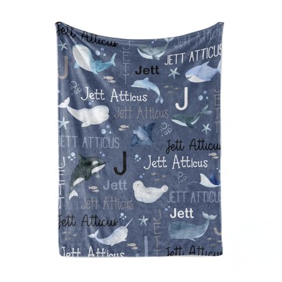Personalized Sea life Baby Blanket