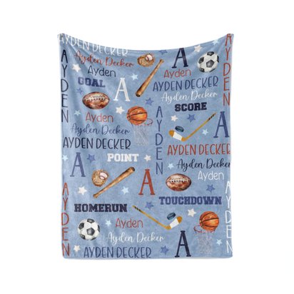 Personalized Sports Equipment Baby Blanket 
